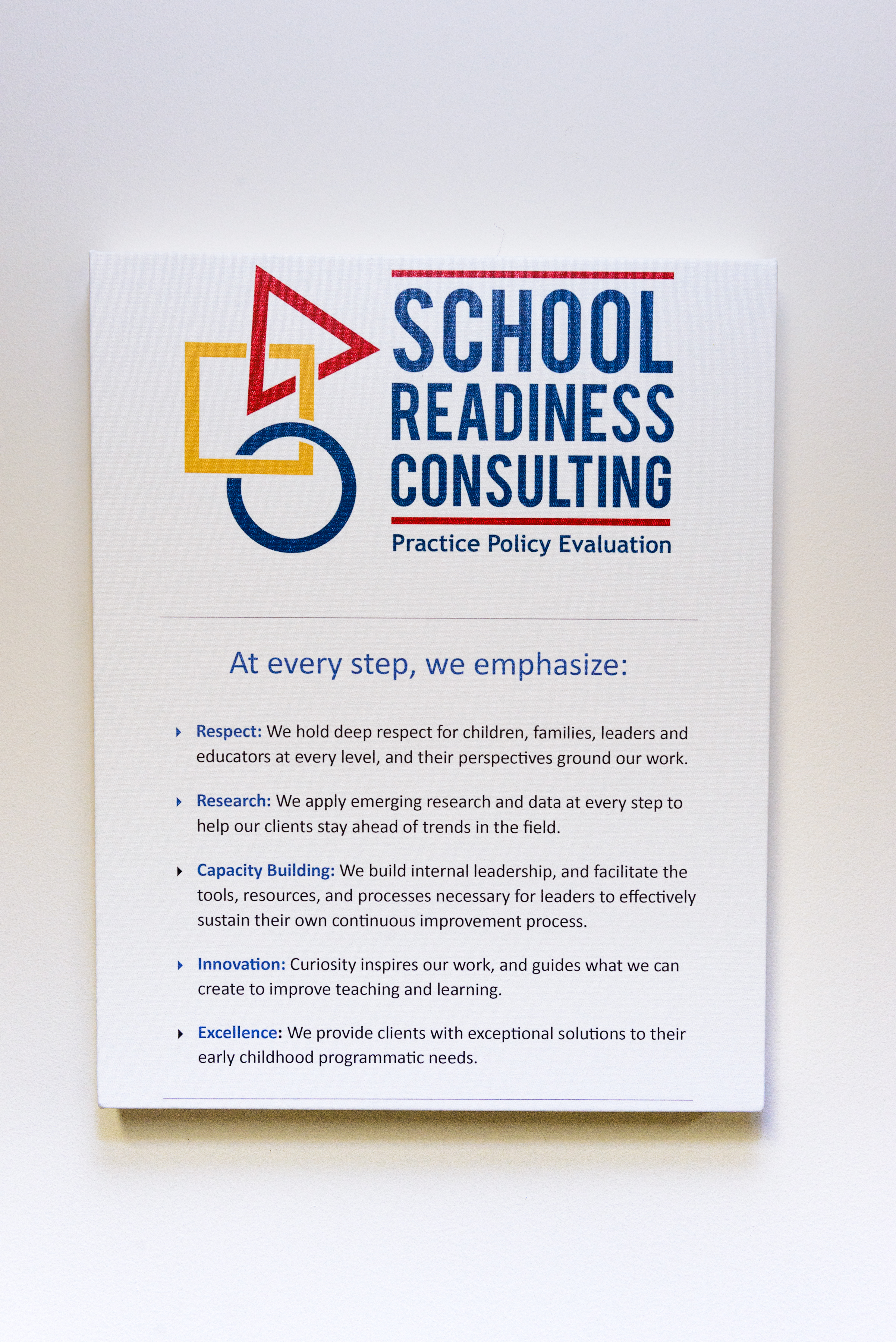 Principles of School Readiness Consulting